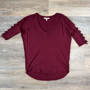Express Burgundy Blouse with Cut-Out Sleeves